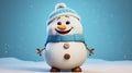 ai generative, cute snowman character against blue background