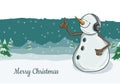 Cute snowman character illustration with headphones for Christmas
