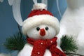 Cute snowman on Christmas background Royalty Free Stock Photo