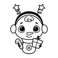 Cute Snowman Coloring Page Cartoon Vector Illustration Royalty Free Stock Photo