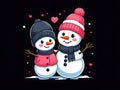 Cute snowman couple