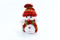 Cute Snowman doll on white background, toy for christmas Royalty Free Stock Photo
