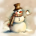 Cute snowman dressed for the winter.