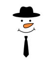 Cute snowman face with hat - vector. Snowman gentleman. Snowman head. Vector illustration isolated