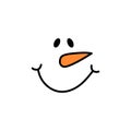 Cute snowman face - vector. Snowman head. Vector illustration isolated