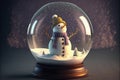 Cute snowman inside a snow globe Royalty Free Stock Photo