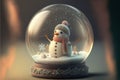 Cute snowman inside a snow globe Royalty Free Stock Photo