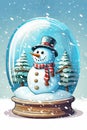 Cute snowman inside snowglobe Royalty Free Stock Photo