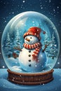 Cute snowman inside snowglobe Royalty Free Stock Photo