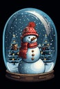 Cute snowman inside snowglobe Royalty Free Stock Photo