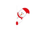 Cute snowman looks around the corner funny christmas design