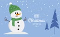 Cute snowman merry christmas background