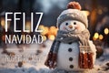 Cute Snowman with a scarf - Christmas Card in spanish