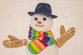 Cute snowman at a snowy village. Snowman. Snowmen. Making snowman and winter fun. Cute little snowman outdoor.