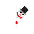 Cute snowman with sunglasses looks around the corner funny christmas design