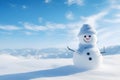 Cute snowman under winter sky, AI generated