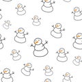 Cute snowman white background. Christmas seamless pattern. season illustration. Winter patterns. Royalty Free Stock Photo