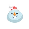 Cute snowmen in hat head emotion vector avatar.