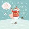 Cute snowmen ski Royalty Free Stock Photo