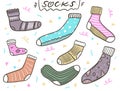 Cute socks set. Vector illustration in cartoon style. Isolated on white background. Royalty Free Stock Photo