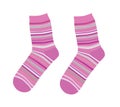 Cute pink striped socks vector illustration