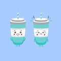 Cute Soda Drinks Characters Smiling and Sad