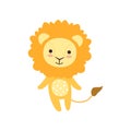 Cute soft lion plush toy, stuffed cartoon animal vector Illustration