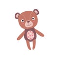 Cute soft teddy bear plush toy, stuffed cartoon animal vector Illustration