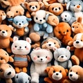 Cute soft toys collection - ai generated image