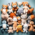 Cute soft toys collection - ai generated image