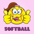 Cute Softball Girl Cartoon Character Giving A Double Thumbs Up Royalty Free Stock Photo