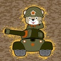 Cute soldier cartoon on armored vehicle