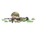 Cute soldier on white background