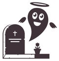 Cute Soul Flies Out Of The Grave. Crypt Icon. Graveyard