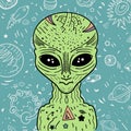 Cute Space Alien  Cartoon Fantastic. Vector
