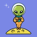 Cute space alien mascot design illustration