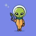 Cute space alien mascot design illustration