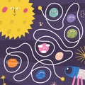 Cute space doodle maze for kids Royalty Free Stock Photo