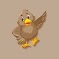 Cute sparrow bird cartoon character