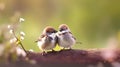 Cute Sparrows in Natural Habitat AI Generated