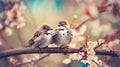 Cute Sparrows in Natural Habitat AI Generated