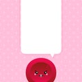 Cute speaking red blood cell, erythrocyte character with blank, empty speech bubble for message, information design