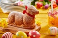 Cute speciality Easter cake in the shape of a lamb Royalty Free Stock Photo