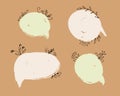 Cute speech bubbles with blooming flowers set Royalty Free Stock Photo