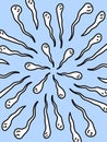 Cute sperm cartoon on blue background