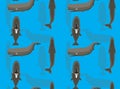 Cute Sperm Whale Cartoon Seamless Background Wallpaper Royalty Free Stock Photo