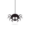 Cute Spider hanging on cobweb. Halloween character