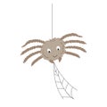 Cute spider making webs. Vector cartoon illustration on white background Royalty Free Stock Photo