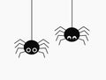 Cute spiders hanging on the web Royalty Free Stock Photo