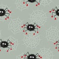 Cute spiders and spider webs seamless pattern. Halloween vector Royalty Free Stock Photo